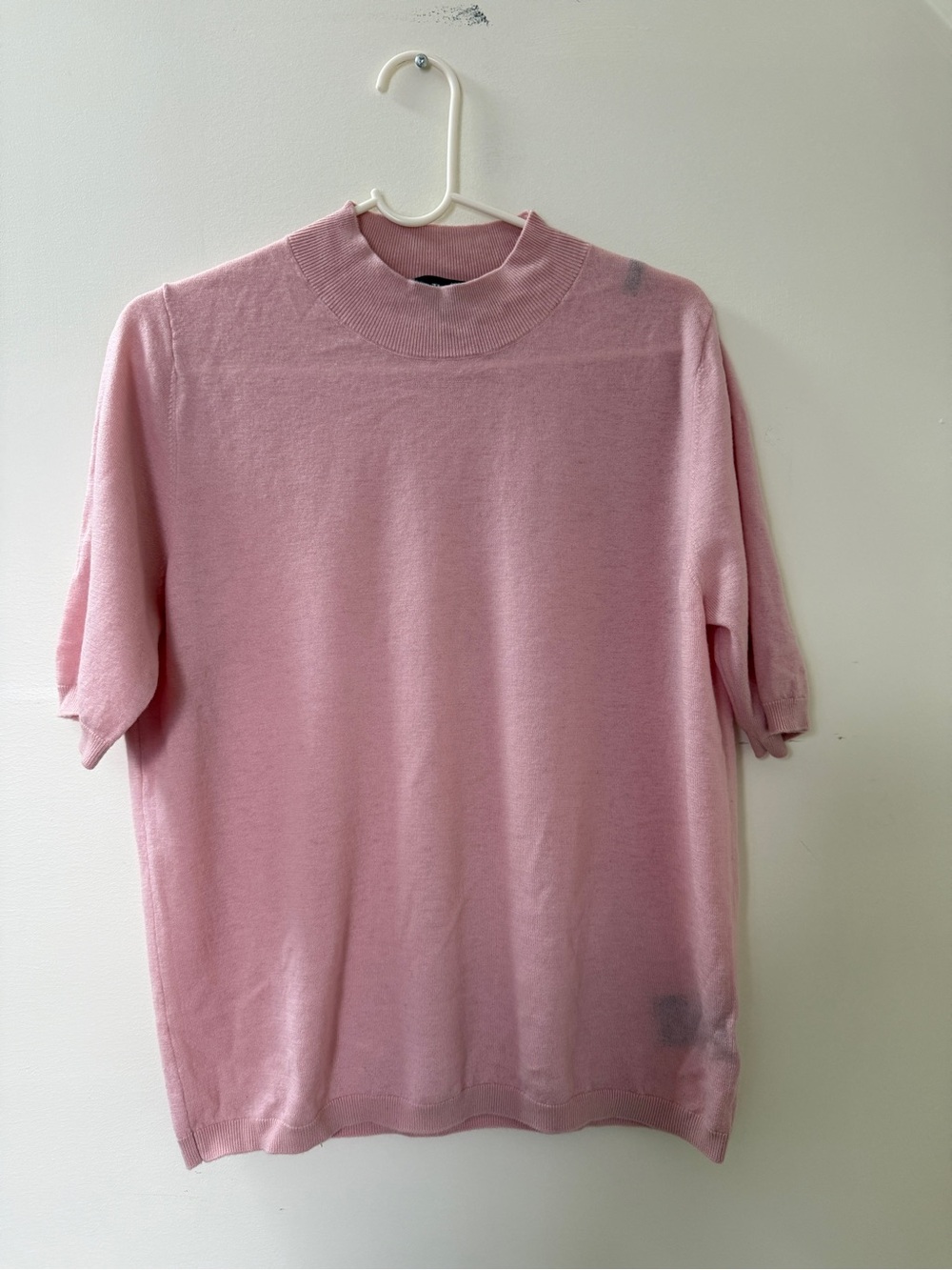 Theory 100% Cashmere Short Sleeve Mock Neck Sweater, Size L